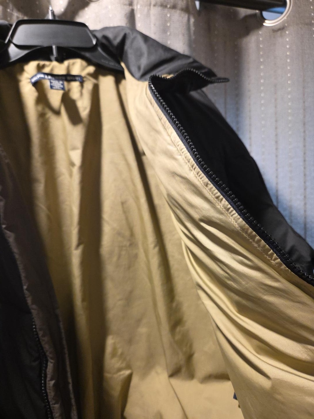 Ralph Lauren Sport Polo Sport Black Puffer Jacket Yellow Zip Pulls 24" PTP - Picture 4 of 9